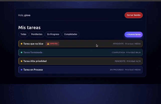 Captura del proyecto To-Do List App